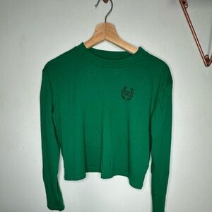 Pink Long Sleeve Crop Top, size S, Green